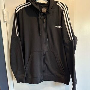 Adidas Men's Black and White Zip-Up Jacket